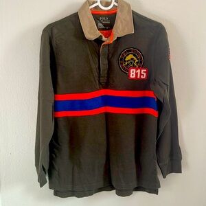 Polo Ralph Lauren Shirt Boys XL Green Graphic Mesh Rugby Supply Hunting Club